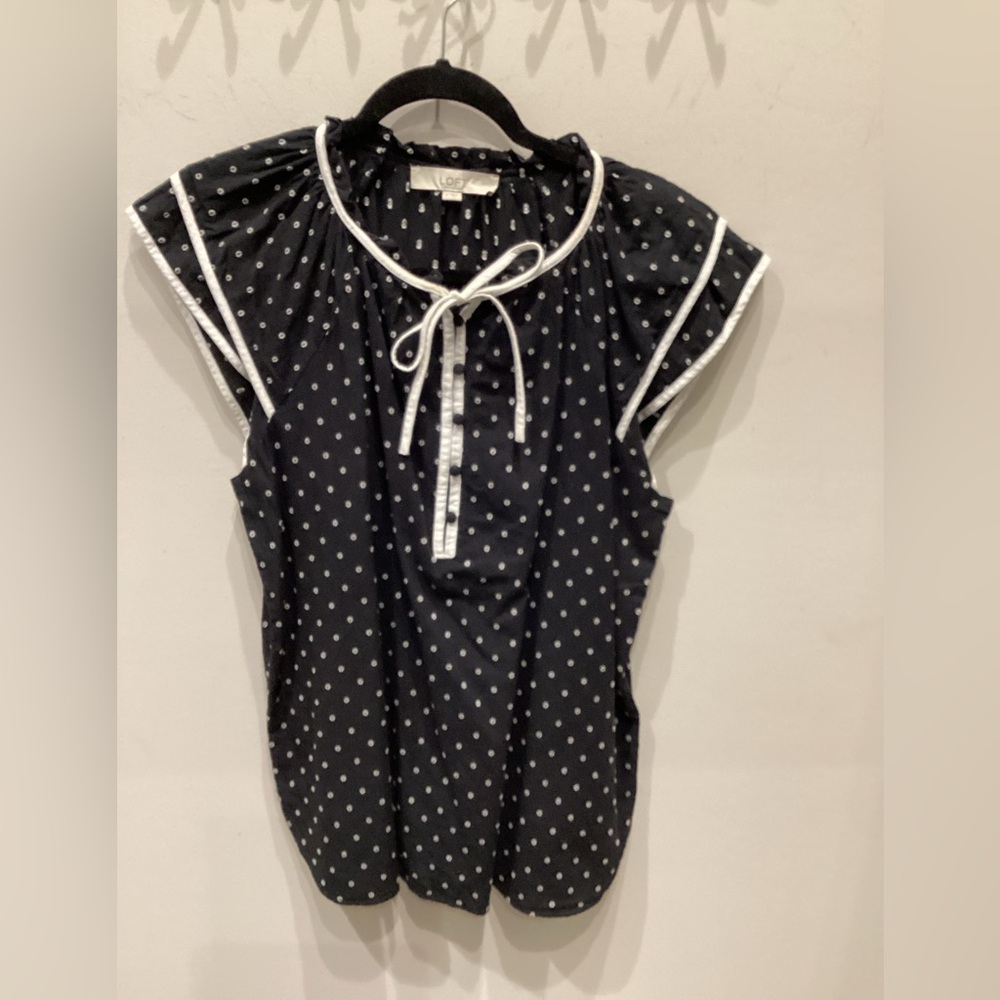 LOFT Black and White Polka Dot Blouse